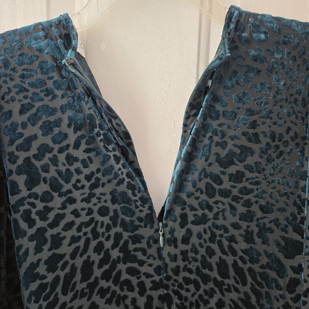 Calvin Klein Animal Print Malachite Velvet Midi Goth Witch Glam Wrap Dress Sz 8 - Picture 6 of 8